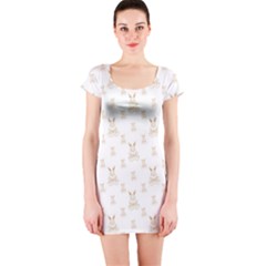 Happy Easter Motif Print Pattern Short Sleeve Bodycon Dress