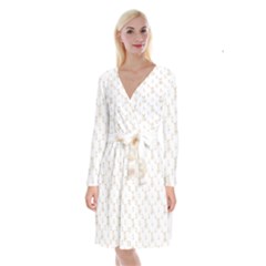 Happy Easter Motif Print Pattern Long Sleeve Velvet Front Wrap Dress