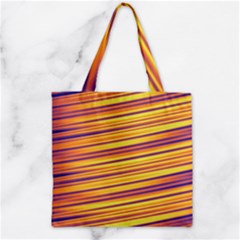 Orange Strips Zipper Grocery Tote Bag