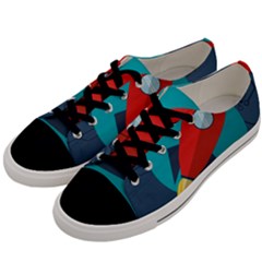 Rocket With Science Related Icons Image Men s Low Top Canvas Sneakers