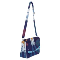 Spaceship Milkyway Galaxy Shoulder Bag With Back Zipper