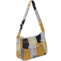 Seamless Pattern Cute Cat Cartoons Zip Up Shoulder Bag View1