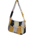 Seamless Pattern Cute Cat Cartoons Zip Up Shoulder Bag View2