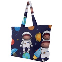 Boy Spaceman Space Rocket Ufo Planets Stars Simple Shoulder Bag