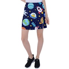 Space Seamless Pattern Tennis Skirt