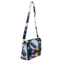 Spaceship Astronaut Space Shoulder Bag With Back Zipper