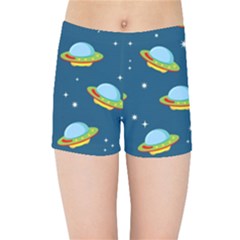 Seamless Pattern Ufo With Star Space Galaxy Background Kids  Sports Shorts