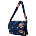 Seamless Pattern With Funny Aliens Cat Galaxy Full Print Messenger Bag (L) View1