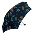 Monster Alien Pattern Seamless Background Mini Folding Umbrellas View2