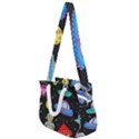 Seamless Pattern With Space Objects Ufo Rockets Aliens Hand Drawn Elements Space Rope Handles Shoulder Strap Bag View1