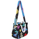Seamless Pattern With Space Objects Ufo Rockets Aliens Hand Drawn Elements Space Rope Handles Shoulder Strap Bag View2