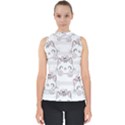 Cat With Bow Pattern Mock Neck Shell Top View1