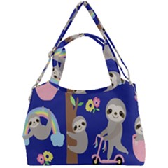 Hand Drawn Cute Sloth Pattern Background Double Compartment Shoulder Bag