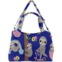 Hand Drawn Cute Sloth Pattern Background Double Compartment Shoulder Bag View2