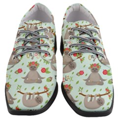 Seamless Pattern With Cute Sloths Relax Enjoy Yoga Women Heeled Oxford Shoes by Vaneshart