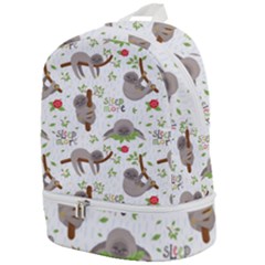 Seamless Pattern With Cute Sloths Sleep More Zip Bottom Backpack