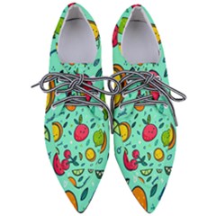 Various Fruits With Faces Seamless Pattern Pointed Oxford Shoes by Vaneshart