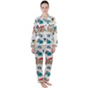 Cute Lazy Sloth Summer Fruit Seamless Pattern Satin Long Sleeve Pyjamas Set View1