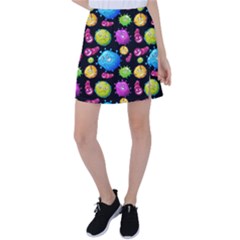 Seamless Background With Colorful Virus Tennis Skirt