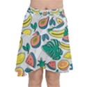Seamless Pattern Tropical Fruit Banana Watermelon Papaya Lemon Orange Monstera Chiffon Wrap Front Skirt View1