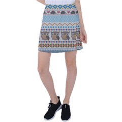 Fabric Texture With Owls Tennis Skirt