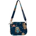 Seamless Pattern Owls Dreaming Saddle Handbag View3