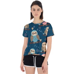 Seamless Pattern Owls Dreaming Open Back Sport Tee