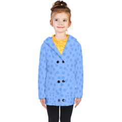 Dots With Points Light Blue Kids  Double Breasted Button Coat