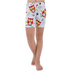 Seamless Pattern Vector Owl Cartoon With Bugs Kids  Lightweight Velour Capri Yoga Leggings