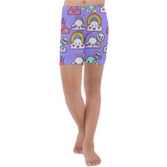 Cloud Seamless Pattern Kids  Lightweight Velour Capri Yoga Leggings
