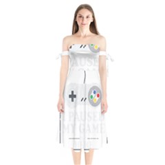 Ipaused2 Shoulder Tie Bardot Midi Dress