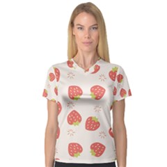 Strawberries-pattern-design V-neck Sport Mesh Tee
