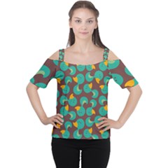 Vector-illustration-seamless-pattern-with-cartoon-duck Cutout Shoulder Tee