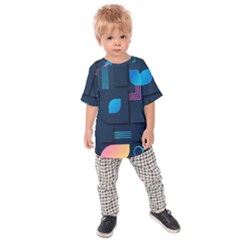 Gradient Geometric Shapes Dark Background Kids  Raglan Tee