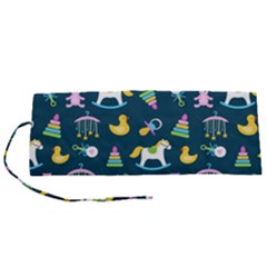 Cute Babies Toys Seamless Pattern Roll Up Canvas Pencil Holder (s)