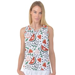 Seamless-vector-pattern-with-watermelons-mint Women s Basketball Tank Top