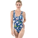 Isometric-seamless-pattern-megapolis High Leg Strappy Swimsuit View1