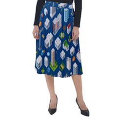 Isometric-seamless-pattern-megapolis Classic Velour Midi Skirt 