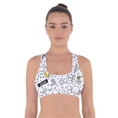 Set Cute Colorful Doodle Hand Drawing Cross Back Sports Bra