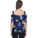 Marine seamless pattern thin line memphis style Cutout Shoulder Tee View2