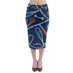 Chains Seamless Pattern Midi Pencil Skirt