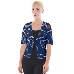 Chains Seamless Pattern Cropped Button Cardigan