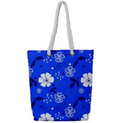 Blooming Seamless Pattern Blue Colors Full Print Rope Handle Tote (small) by BangZart