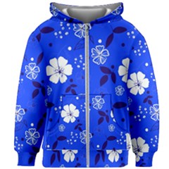 Blooming Seamless Pattern Blue Colors Kids  Zipper Hoodie Without Drawstring by BangZart