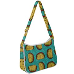 Taco Drawing Background Mexican Fast Food Pattern Zip Up Shoulder Bag