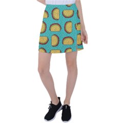 Taco Drawing Background Mexican Fast Food Pattern Tennis Skirt