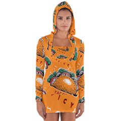 Seamless Pattern With Taco Long Sleeve Hooded T-shirt