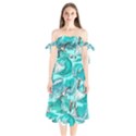 Sea waves seamless pattern Shoulder Tie Bardot Midi Dress View1