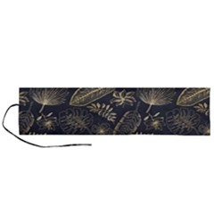 Elegant Pattern With Golden Tropical Leaves Roll Up Canvas Pencil Holder (l)