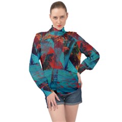 Magic High Neck Long Sleeve Chiffon Top